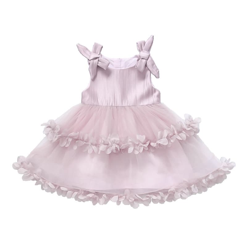 Girls' Petal Mesh Dress Summer 2026 New Children's Sleeveless Vest Dress Birthday Party Princess Dress