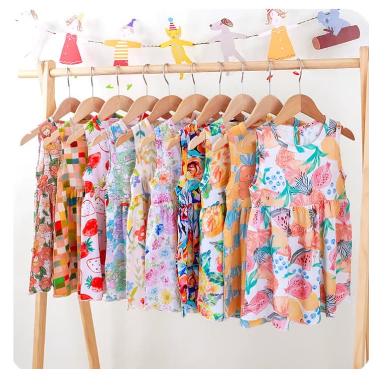 New Children's Cotton Silk Dress Princess Dress Korean Style Vest Dress Baby Girl Home Sleepwear