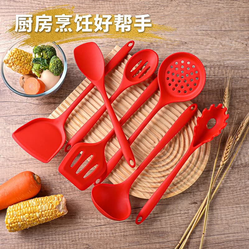 Cross-border Silicone Spatula and Soup Spoon Set, High Temperature Resistant Kitchen Utensils, Non-Stick Pan Compatible Slotted Spatula and Slotted Spoon, Wholesale