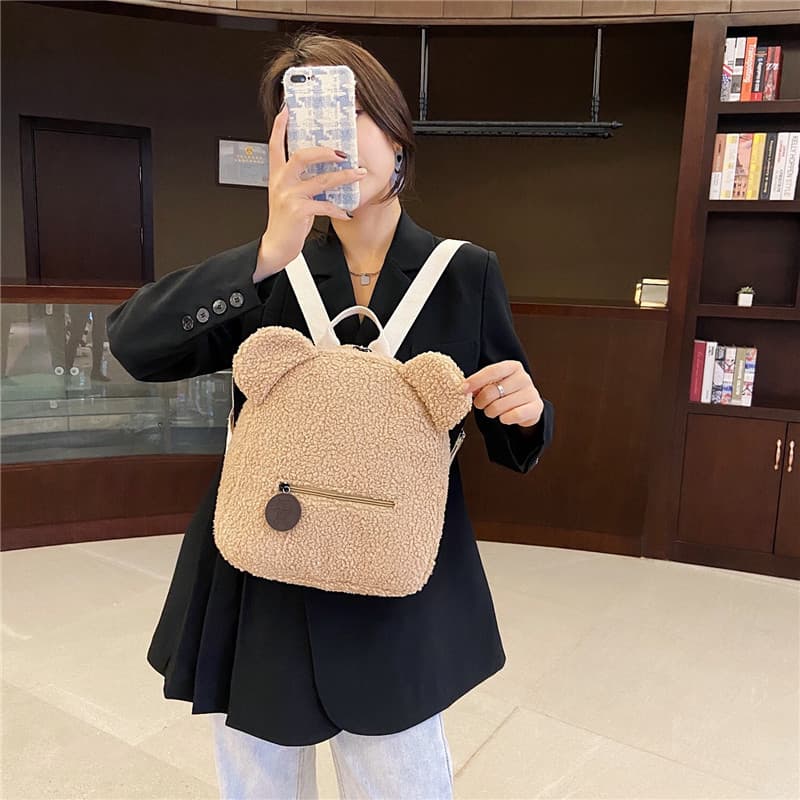 New Cartoon Fashion Bear Backpack, Cute Plush Children's Backpack, Trendy Unisex Kindergarten Backpack