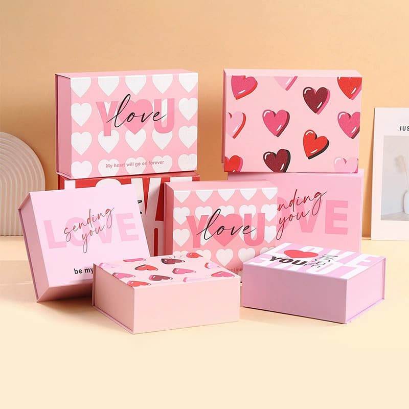Cross-Border Valentine's Day Love-Themed Flip-Top Folding Box, Perfume Gift Box, Cosmetics Packaging Gift Box, Empty Box, Manufacturer Wholesale