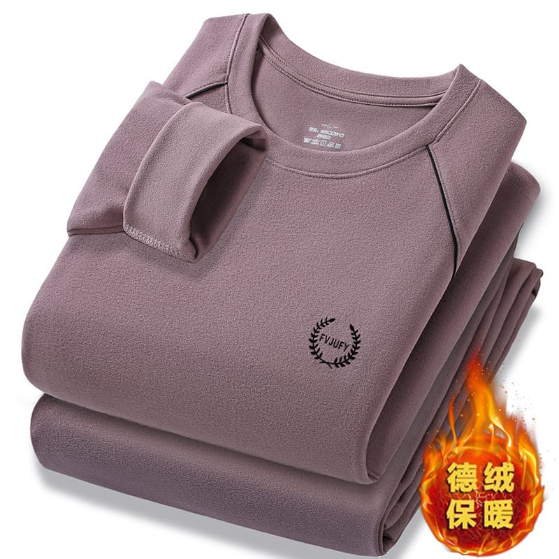Thermal Underwear for Men, Thickened Fleece-Lined, Heat-Generating, Large Size, Middle-Aged and Elderly Dad's Autumn Clothes, Dralon Thermal Set