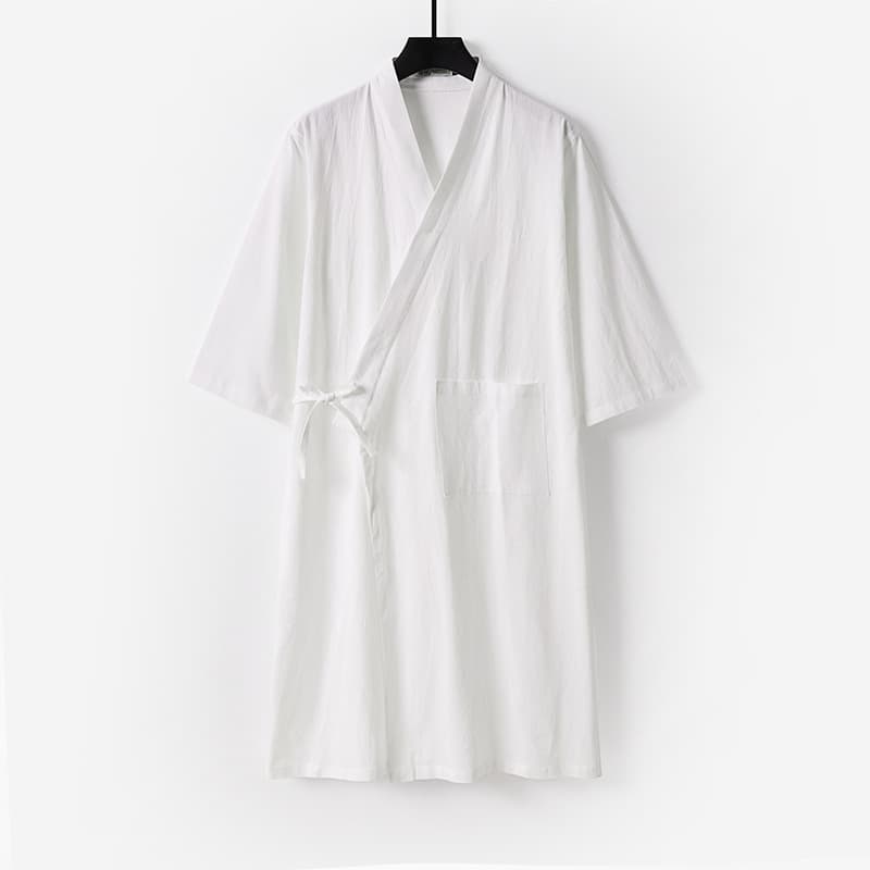 New Taoist Attire Plus Size Wudang Tai Chi Suit Cotton Linen Long Robe/Short Robe Set with Slanted Collar and Three Pure Ones Collar Taoist Robe for Men