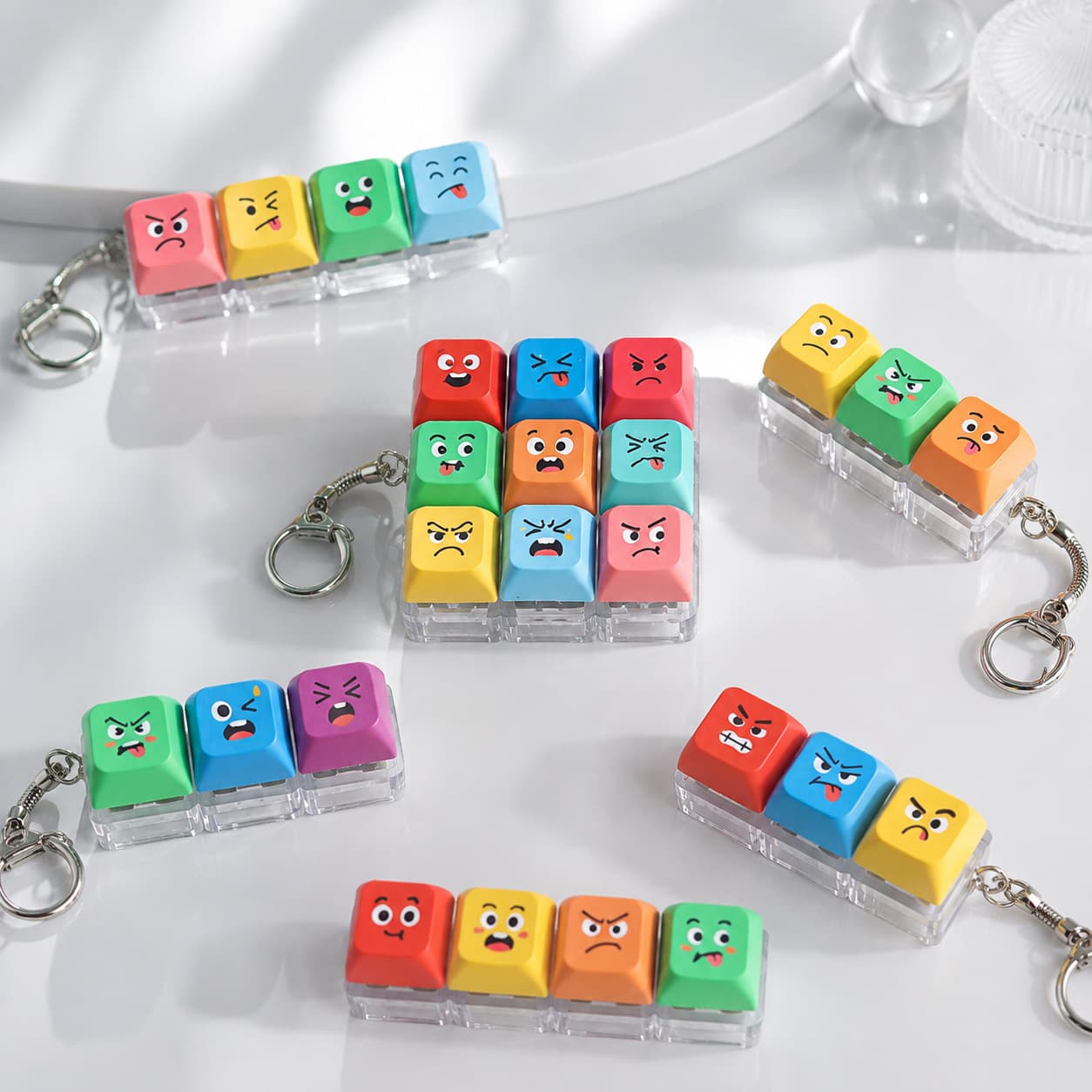 Emoji Mood Face Keycap Stress Relief Pendant Mechanical Keyboard Switch Tester Small Gift Factory Direct Customizable