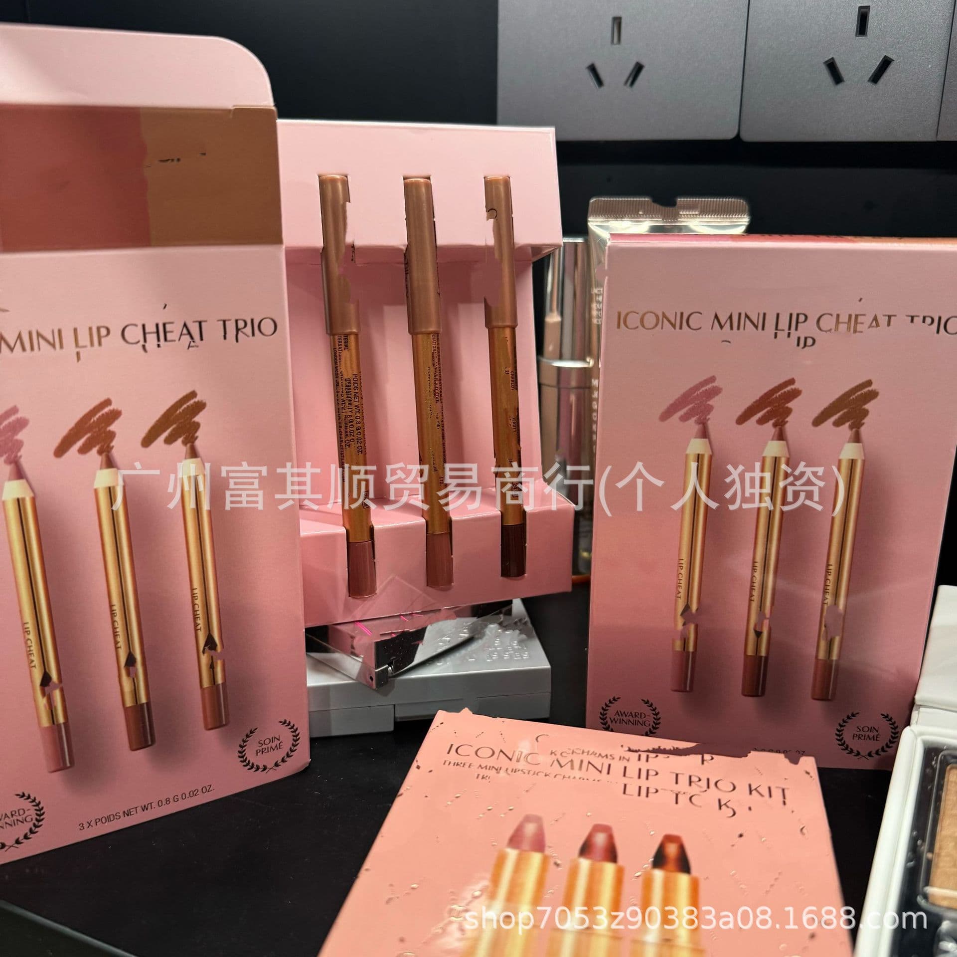 Export Lip Liner 3-Piece Set & Mascara Set 0.8g*3 - Long-Lasting Smudge-Proof Waterproof Lipstick 3-Piece Set