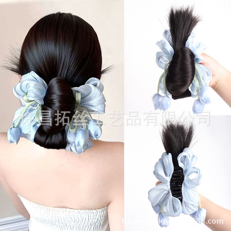 Wig ball head grabber female artificial hair tulip streamer wig hair band bud head new Chinese style wig hair bag