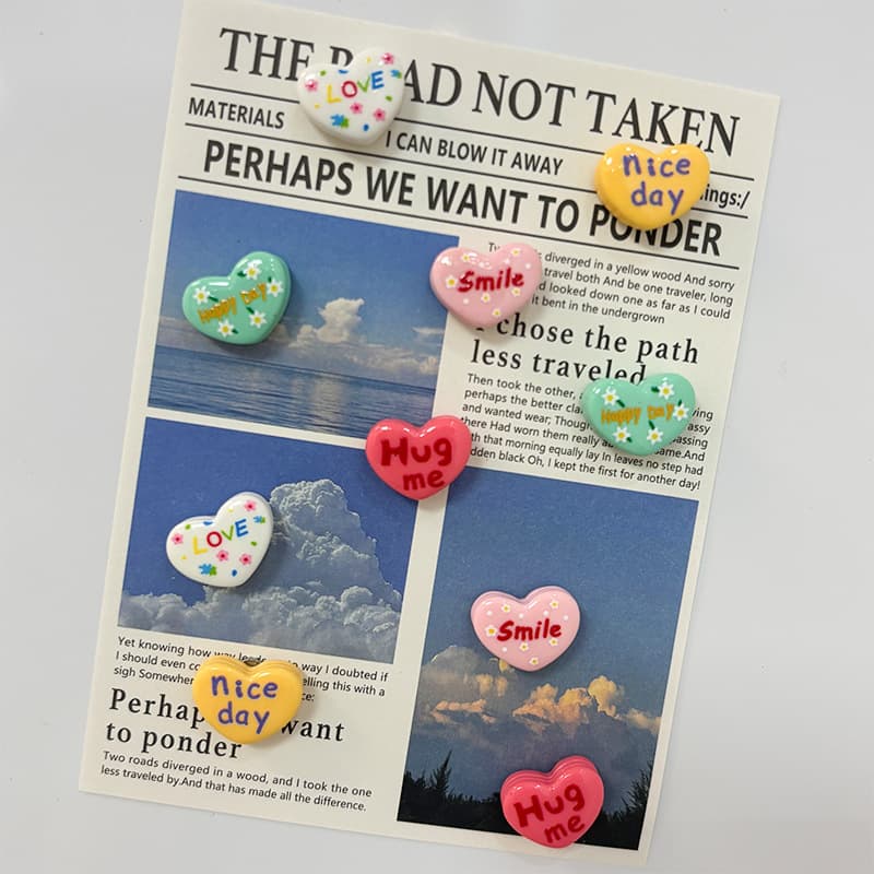 New Cross-border Resin DIY Refrigerator Magnet Creative Cute Heart Series Home Kitchen Decorative Magnetic Sticker Wholesale