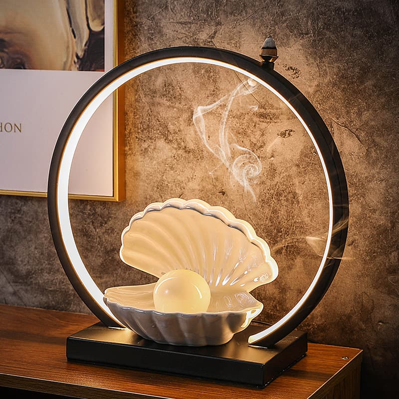 Shell Lamp Ring Glowing Home Decoration Ceramic Ornament Opening Gift TV Cabinet Office New Chinese Style Living Room Soft Decor