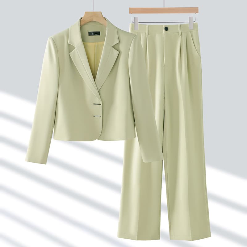 Off-white Short Suit Set for Women 2024 Spring/Autumn New Arrival Petite Casual Blazer and Pants Two-Piece Set