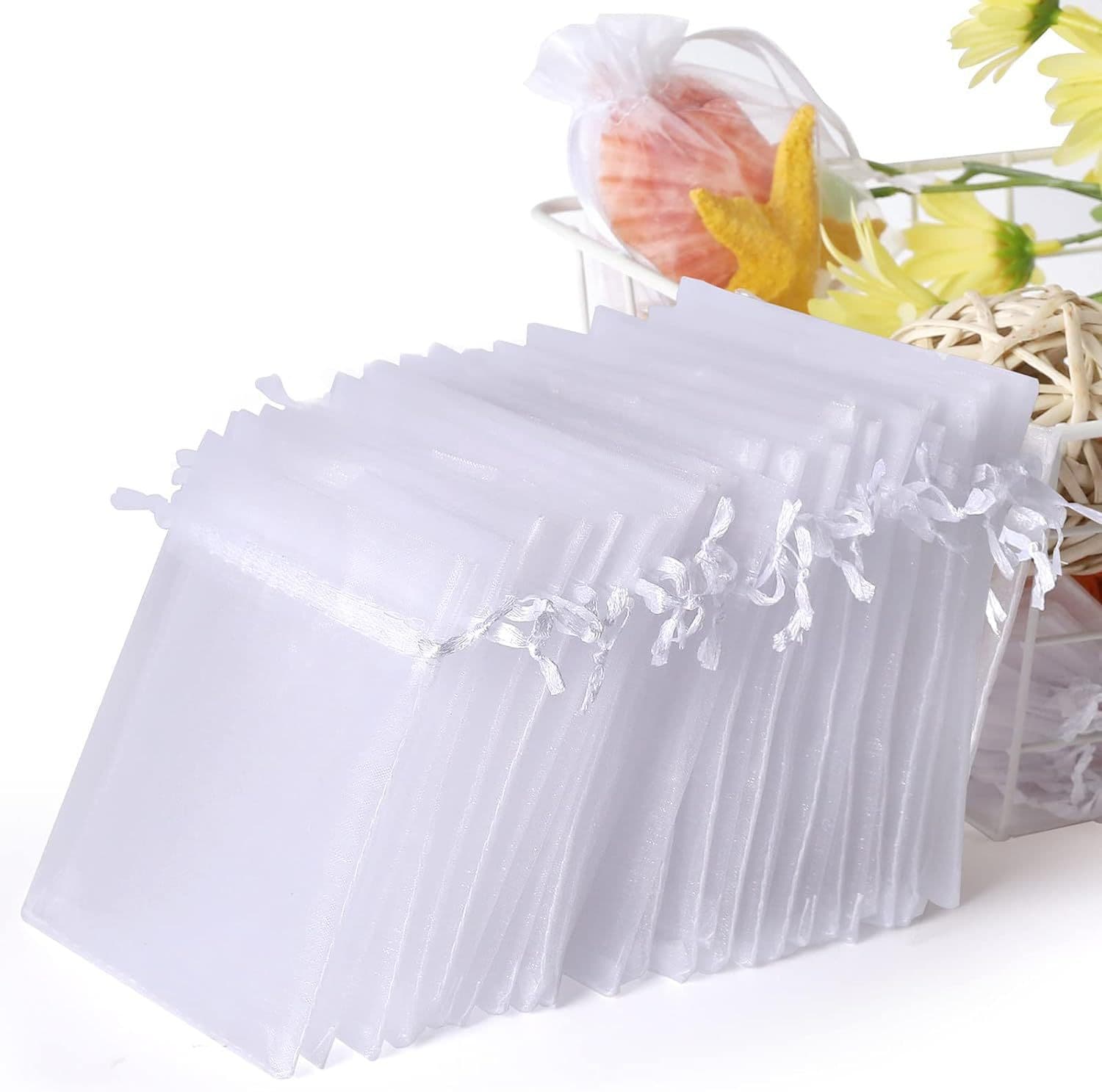 White Gauze Bags Wholesale Jewelry Gauze Bags Drawstring Bags Gift Bags White Jewelry Gift Mesh Bags Wedding