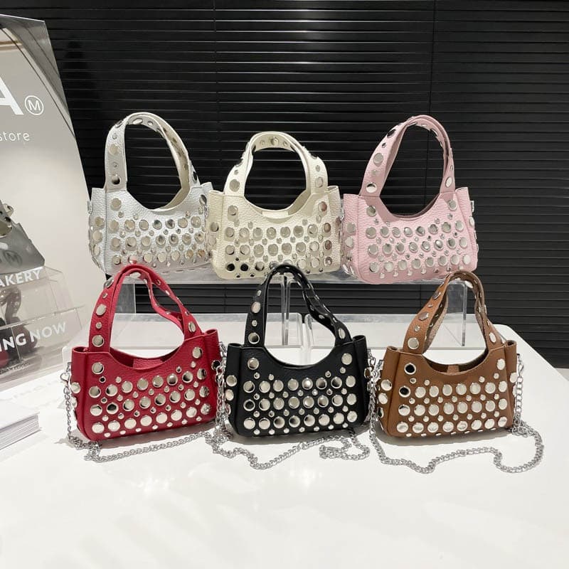 European and American Trendy Punk Style Handbag for Women 2026 Summer Fashion Personality Rivet Versatile Chain Crossbody Bag