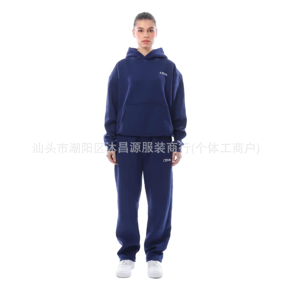 Simple design, fashionable sports and leisure, European and American cross-border spring, autumn and winter new sweatshirt set, hooded sweatshirt two-piece set