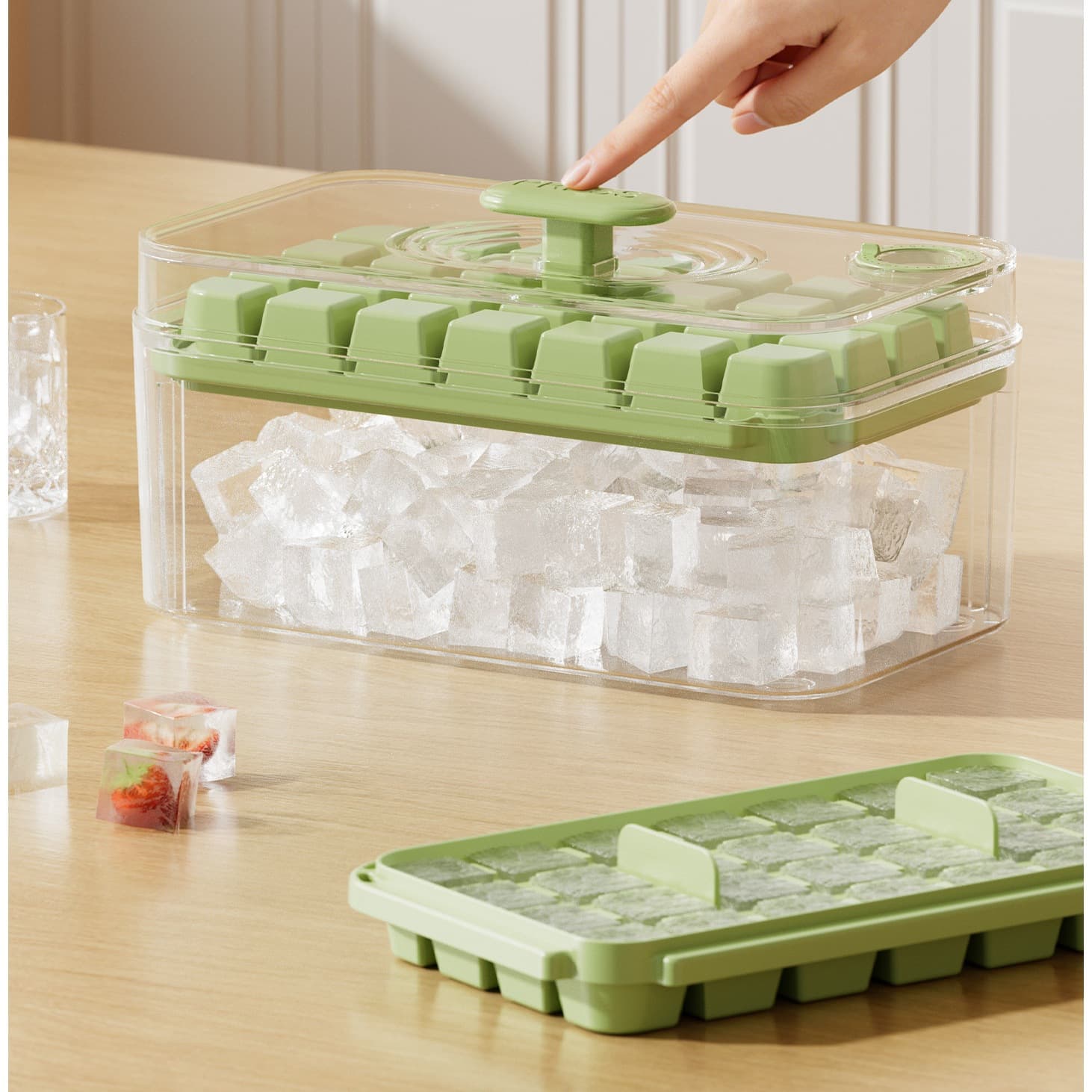 Household pressed ice cube mold ice tray food grade homemade ice box refrigerator storage box frozen bartender easy to demould
