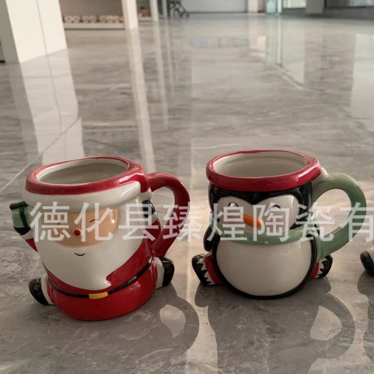 Modern Ceramic Christmas Cup Ceramic Sauce Christmas Plate Pepper Bottle Christmas Penguin Old Man Snowman Cup Holiday Supplies
