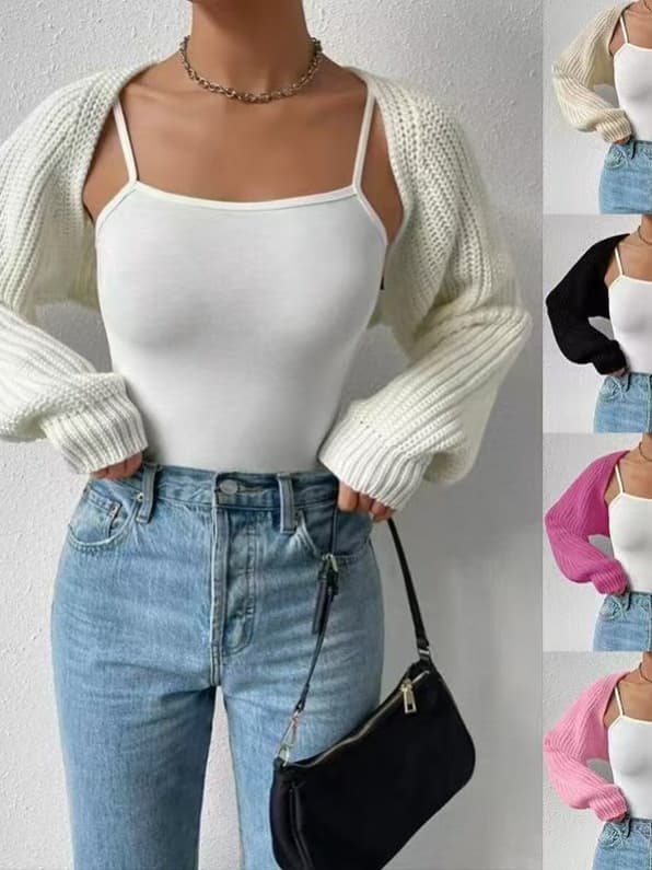 Sexy Knitwear for Cross-border EU-US Trade, 2026 Summer New Loose Short Cape Sexy Sweater Women