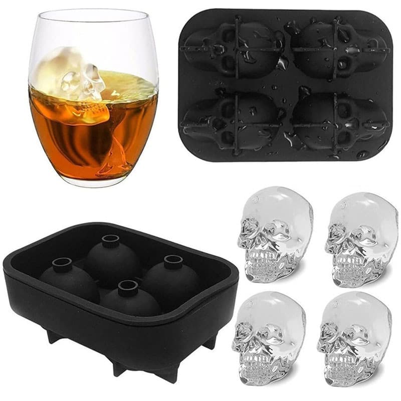 Silicone Ice Mold Whiskey Ice Cube Mold Ice Tray Skull FDA Food-Grade Silicone Large Ice Tray