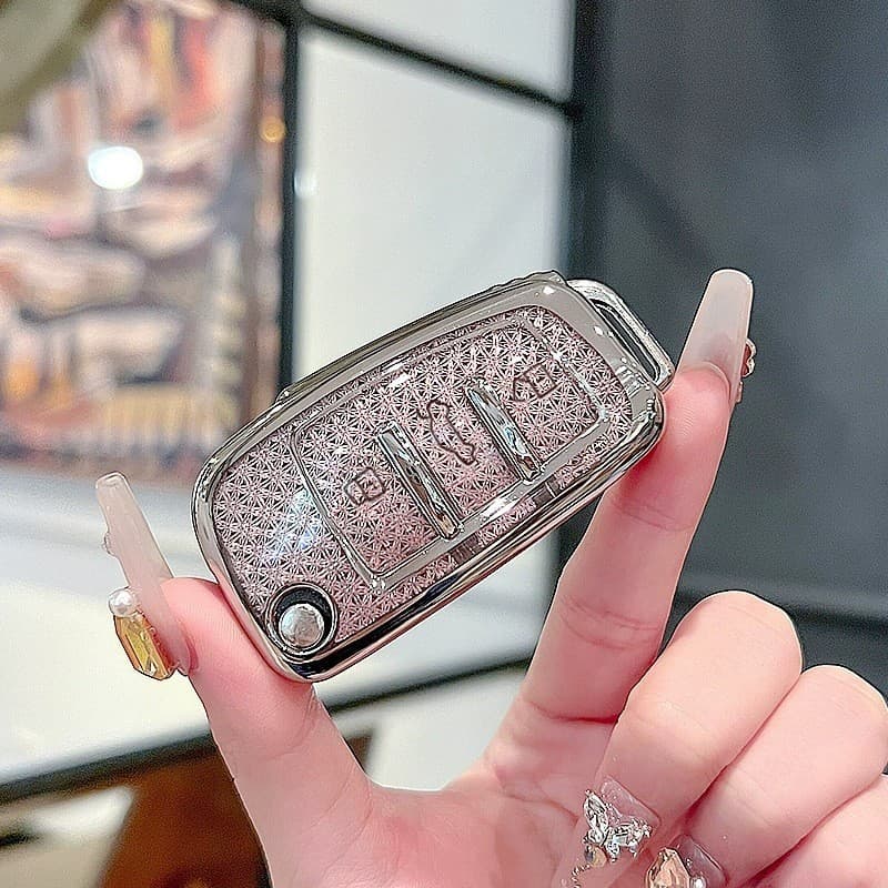 Crystal Pink TPU Soft Shell Protective Case for Audi A6L Key Cover Q5L/A4L/A3L/Q7/Q8/A7