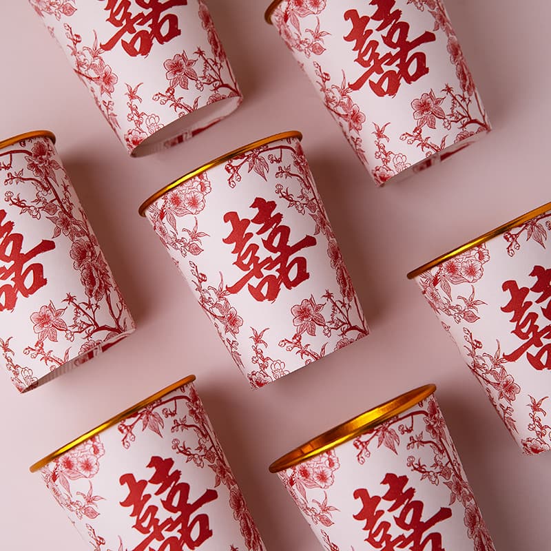 Wedding gold foil cup disposable paper cup tea toast wedding banquet thickened wedding cup high-end wedding supplies
