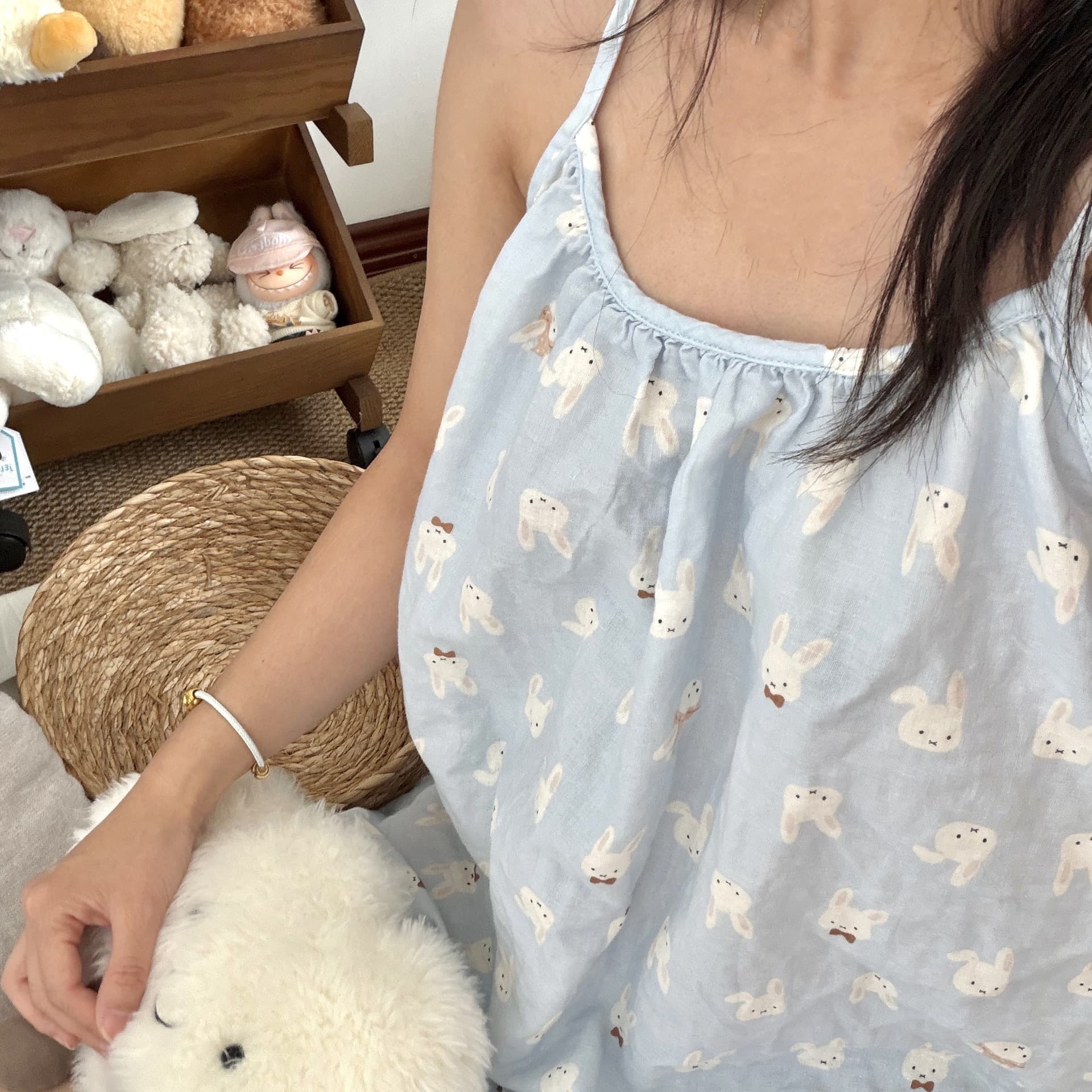 Sling nightgown, Category A, pure cotton, aerobic double-layer gauze pajamas, pure cotton 100 cotton gauze, breathable, skin-friendly, super soft home clothes