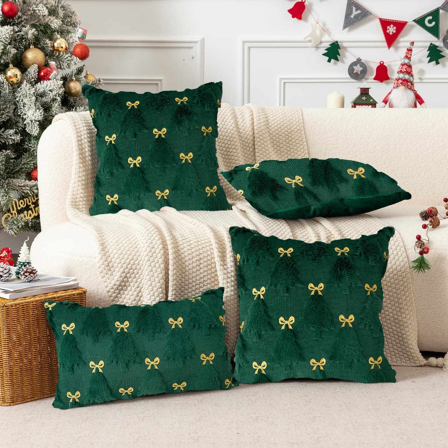 Cross-border Christmas tree series pillow covers without insert, wholesale for living room sofa cushions, bed headrests, and office pillows