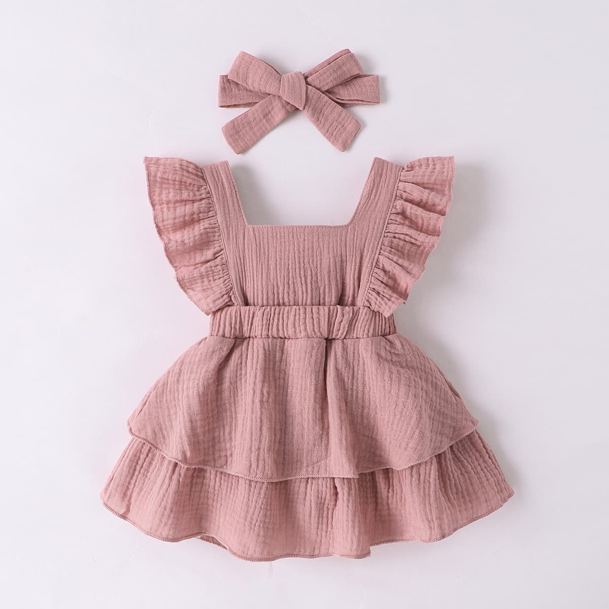 Cross-Border Children's Two-Piece Dress Set with Headband, Baby Girl Dress, Cotton, New Style, Casual Vacation Fashion