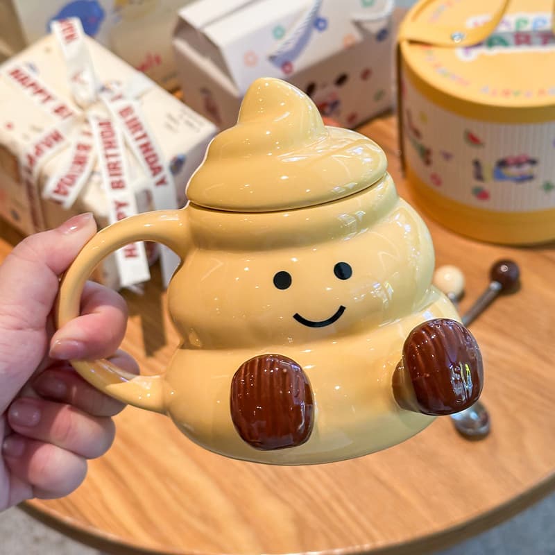 Cute Chubby Feet High-Appeal Water Cup Funny Poop Ceramic Mug Birthday Gift for Girlfriend Best Friend
