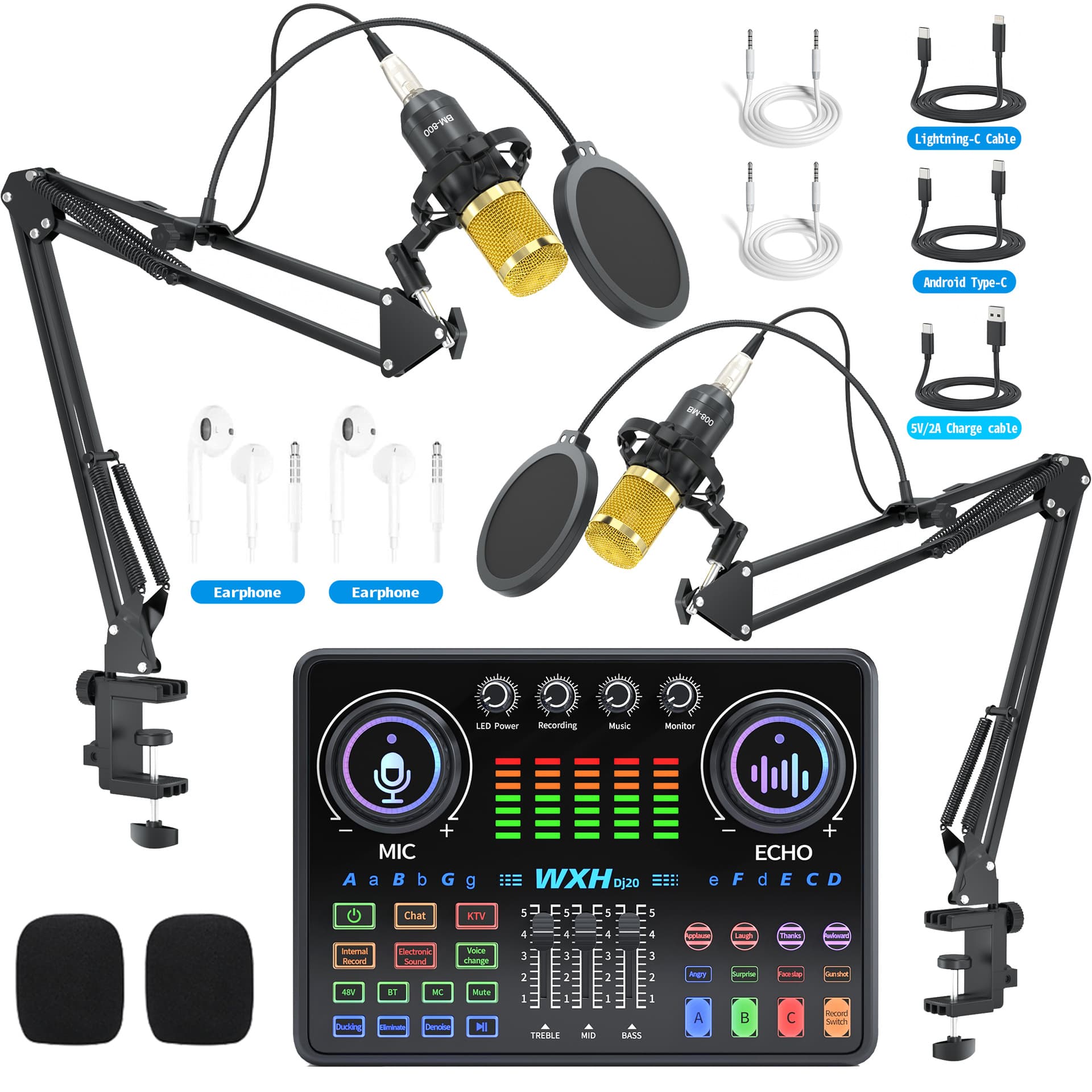 Meikeduo Sonido para Podcast live sound card full set of professional singing microphone duet chorus