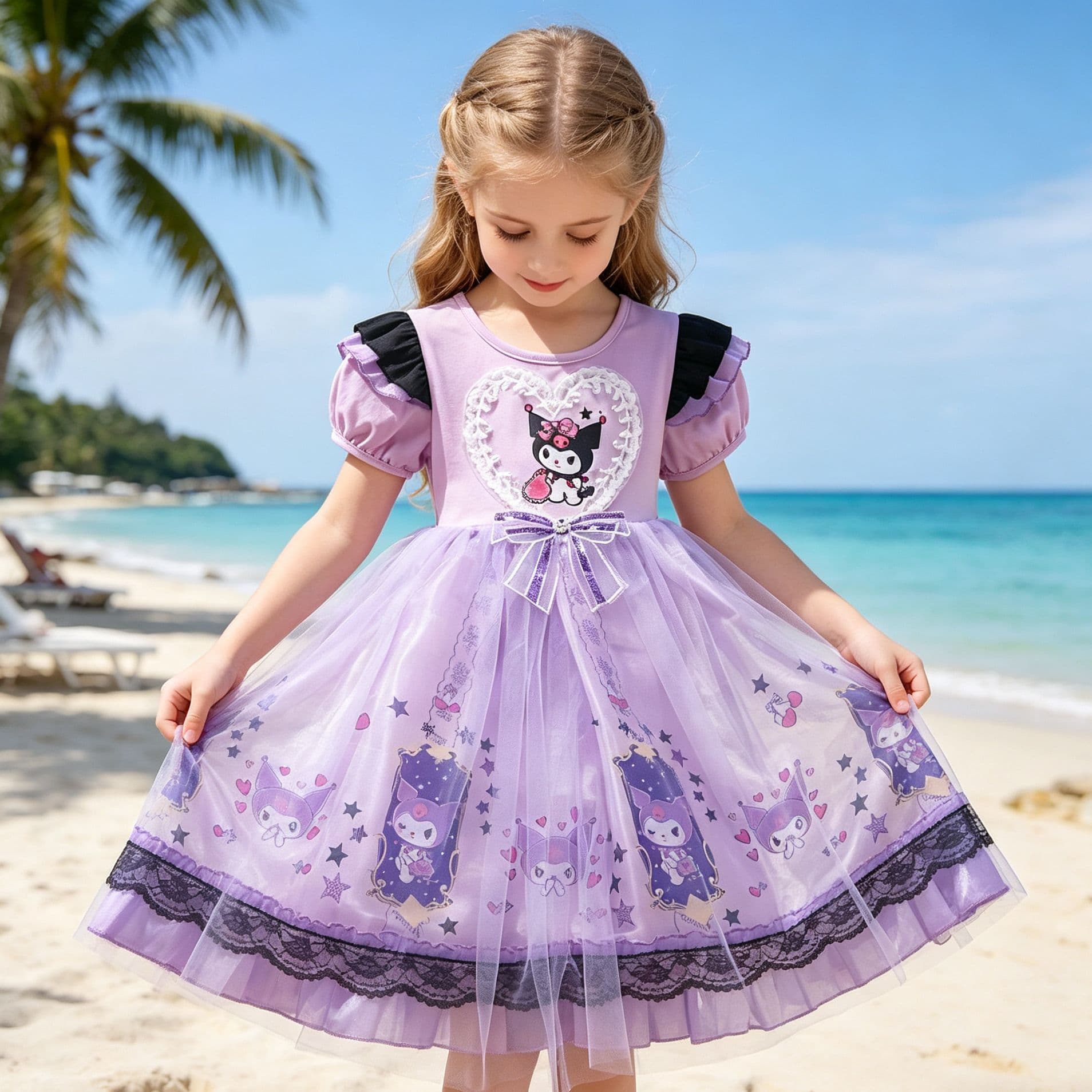 Cute Sweet Princess Style Children's Dress Kids' Loli Puffy Skirt Cotton Soft Material Spring Autumn Winter Seasonal Wear
