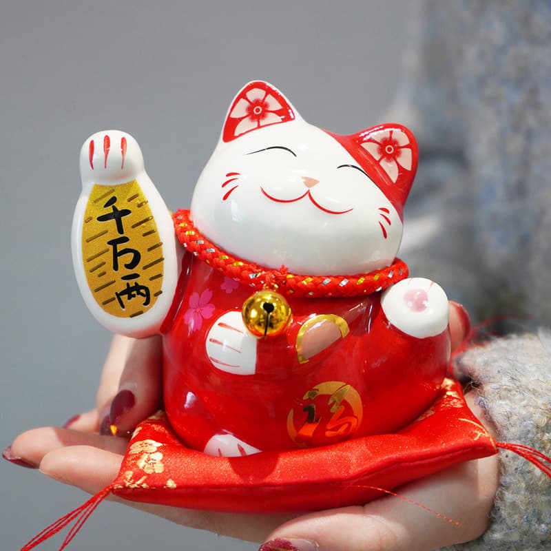 Lucky Cat Ten Million Ryo Ornament Small Cute Ceramic Creative Home Decor Company Event Small Gift LOGO