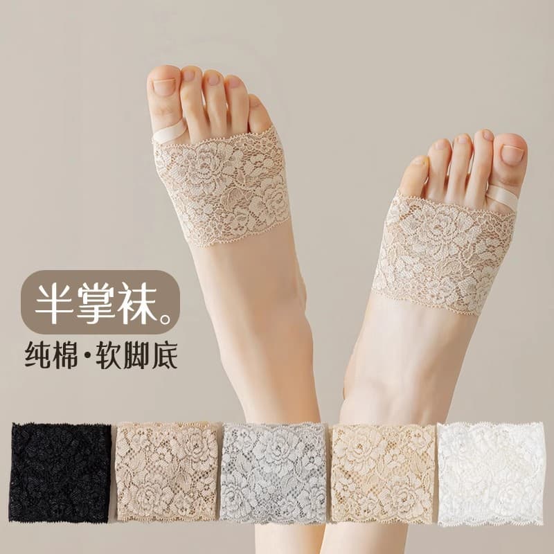 Women's Summer Half-Toe Thick Invisible Socks Forefoot Cushion for Sandals and High Heels Half-Sole Socks