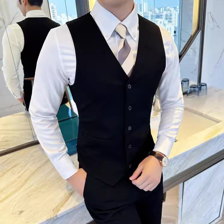 Cross-Border Trade Thickened New Men's Vest Slim Fit Men's Suit Vest Business Formal Waistcoat Men European Size