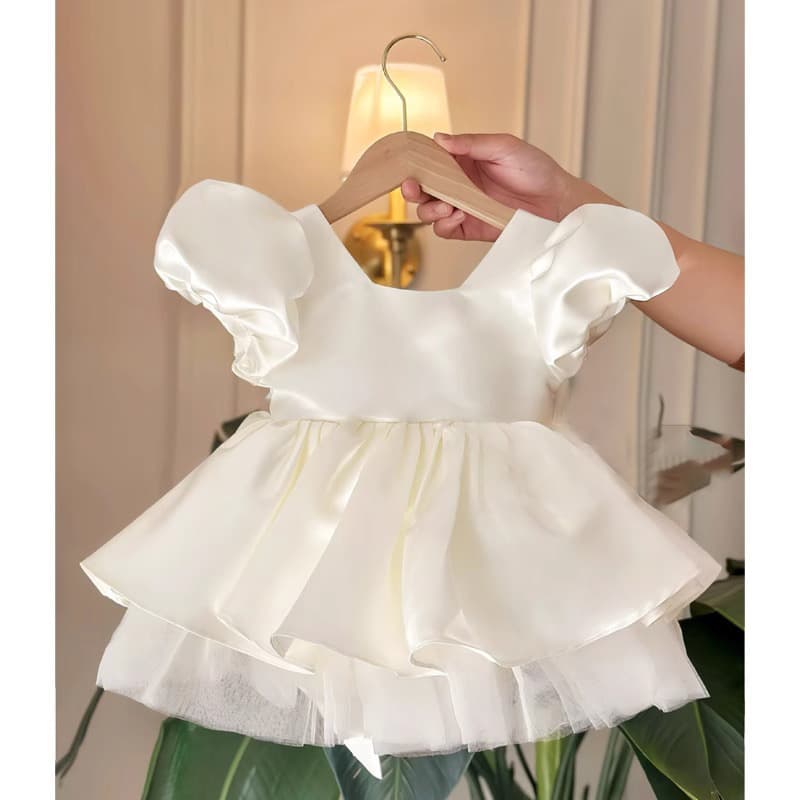 Girls' First Birthday Gown Birthday Flower Girl Wedding Dress White Princess Dress Fashionable AliExpress Source