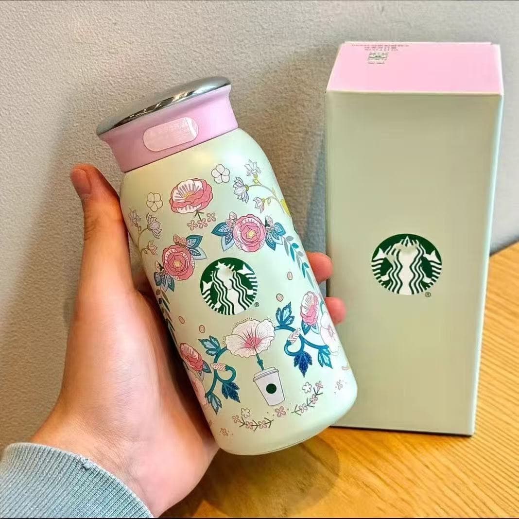 Starbucks Spring Flower Series High-Aesthetic Small Milk Bottle Stainless Steel Portable Tumbler