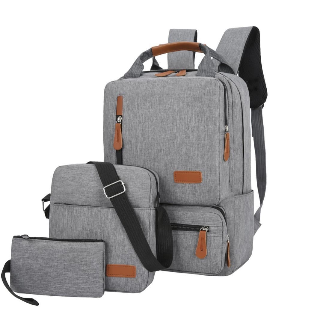 Cross-border backpack, male student school bag, travel bag, three-piece set, casual laptop bag, Korean version new style