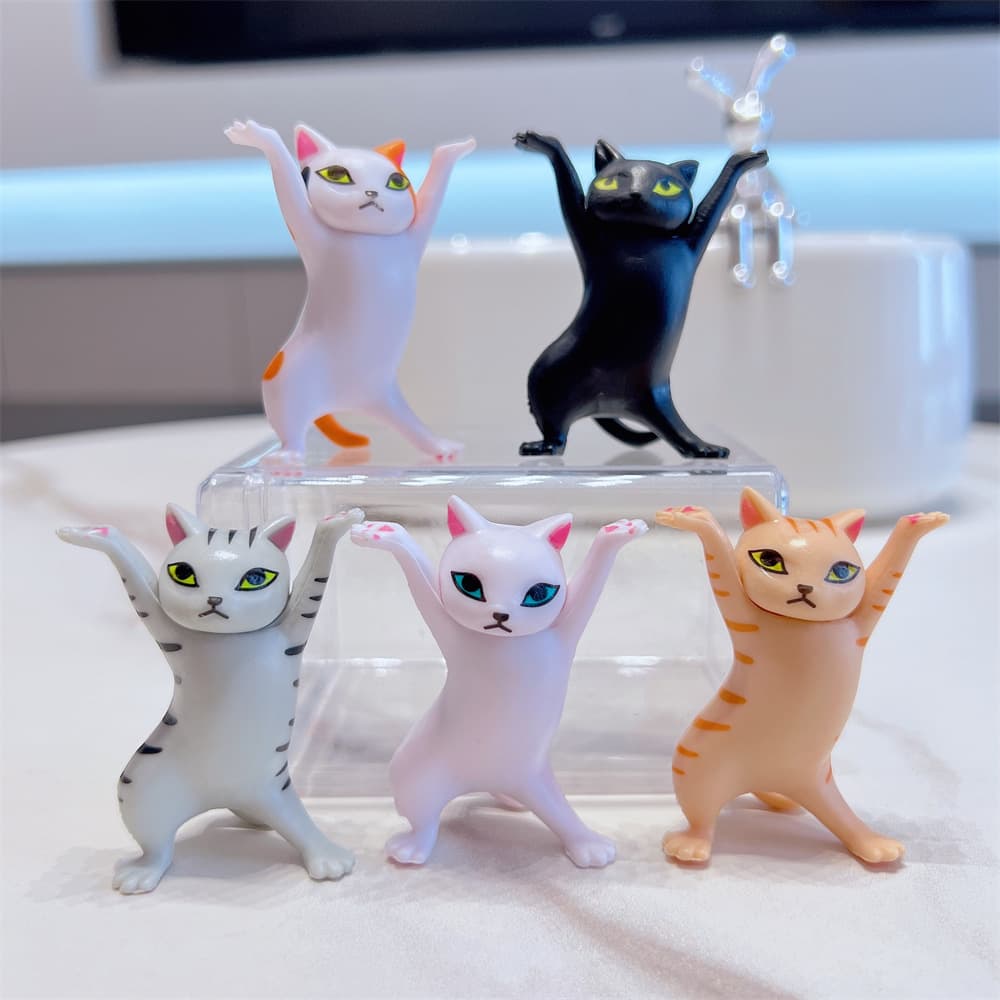 Lifting Cat Dancing Cat Five-Piece Set Figure Ornament Anime Cat Trend Toy Swaying Cat Twist Cake Decoration