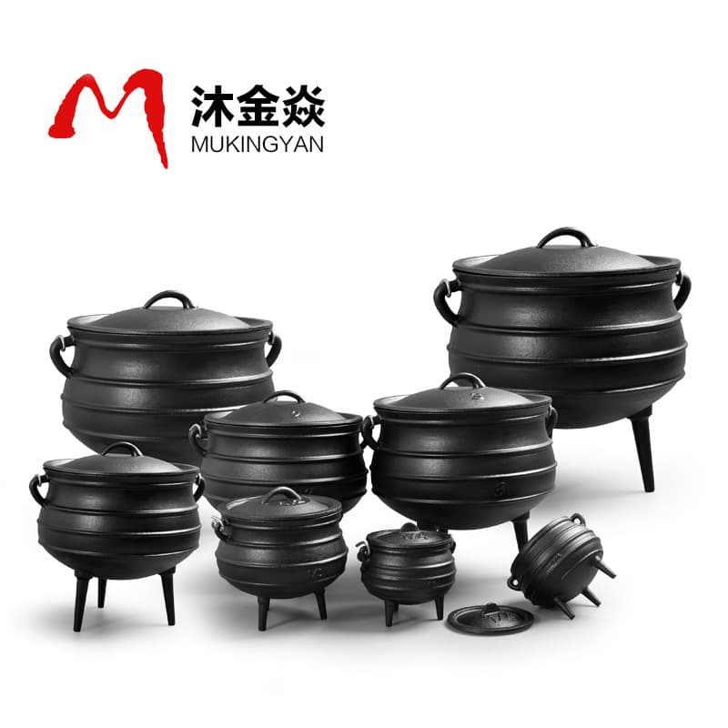 Cast Iron Outdoor Camping Cauldron Cross-border South Africa Pot Large Capacity Campfire Cookware for Stewing Soup