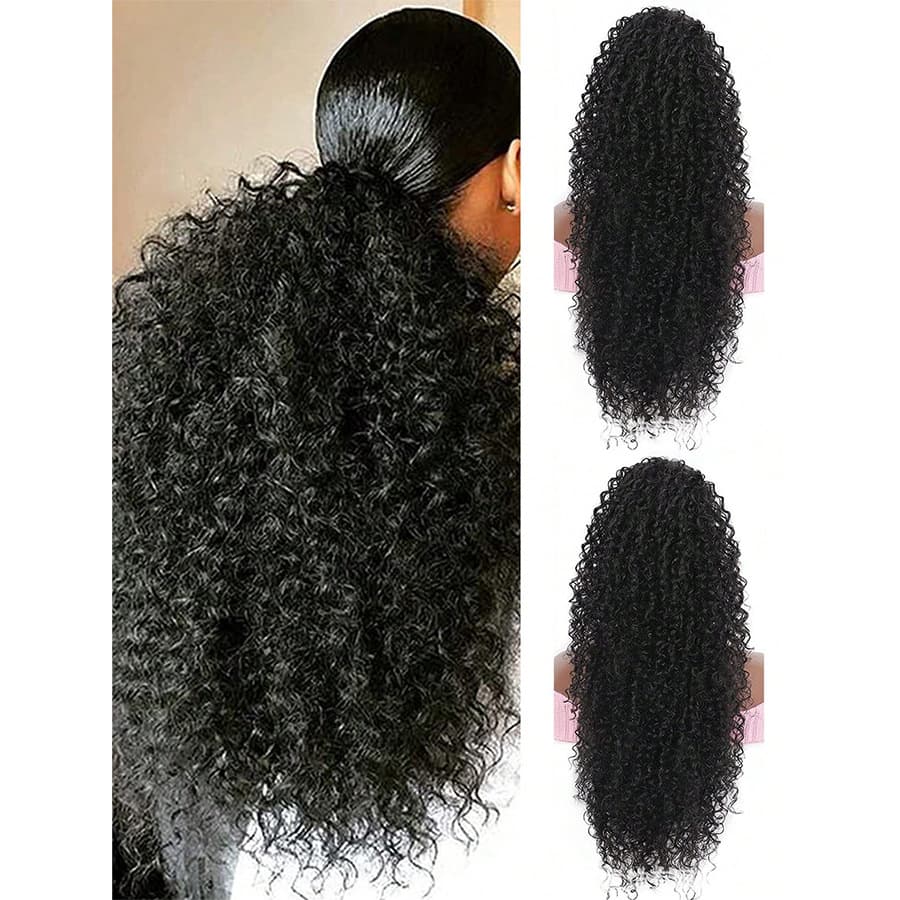 African Wig Ponytail Drawstring Small Curly Ponytail Fluffy Curly Gradient Elastic Ponytail Natural Wig