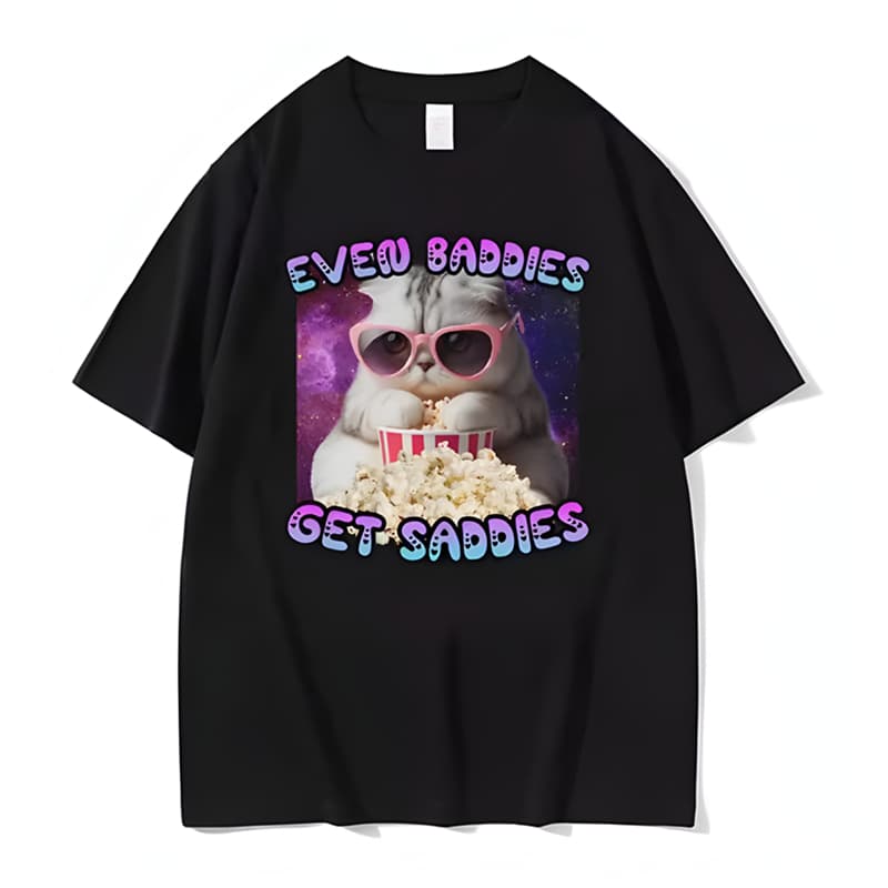 【Ouma Cotton T】Cat T-Shirt Short Sleeve for Men and Women, Cute Cat Print, Cat Petting Fashion Cotton Top