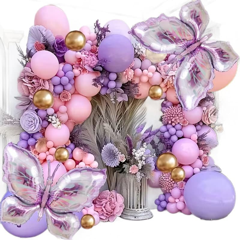 Purple Butterfly Balloon Arch Set Birthday Party Wedding Decoration Scene Layout Aluminum Film Balloons