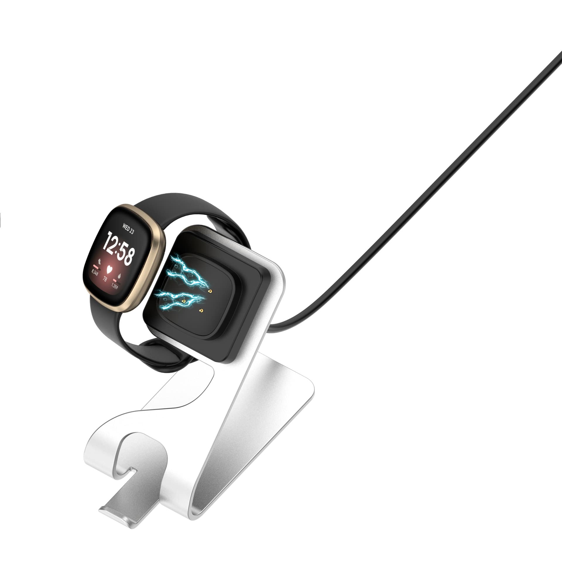Charger Dock for Fitbit Ace LTE, Versa 3/4, Aluminum Alloy Metal Stand Charger