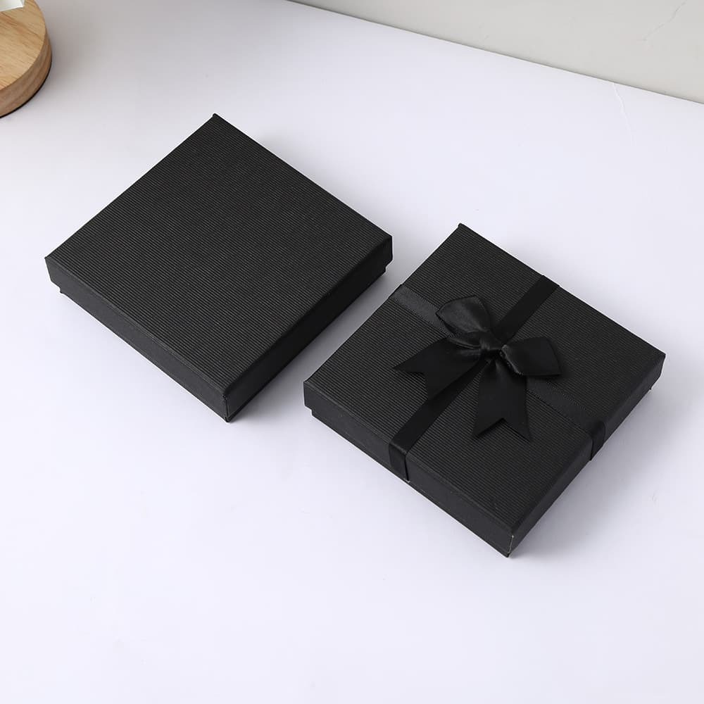 Black Wallet Gift Box with Top and Bottom Lid, Holiday Gift Packaging Box Wholesale, Hard Cardboard Watch Box