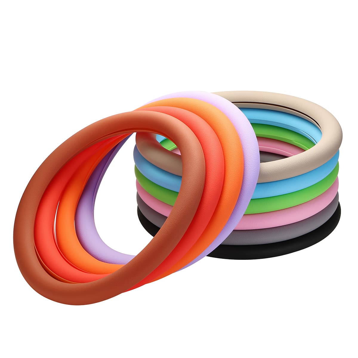 Silicone Steering Wheel Cover, Universal D-Shaped and Round Design, All-Season Car Steering Wheel Sleeve