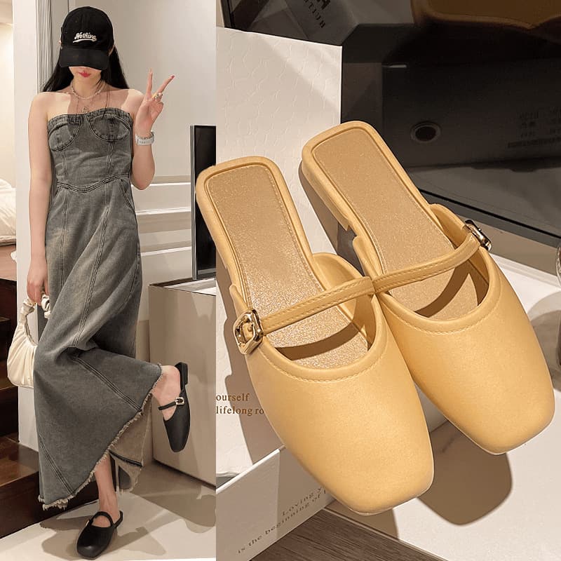 Fashionable Women's Half Slippers Summer New Arrival Non-slip Office Casual Slippers Pvc Outsole Comfortable Indoor Outdoor Wear