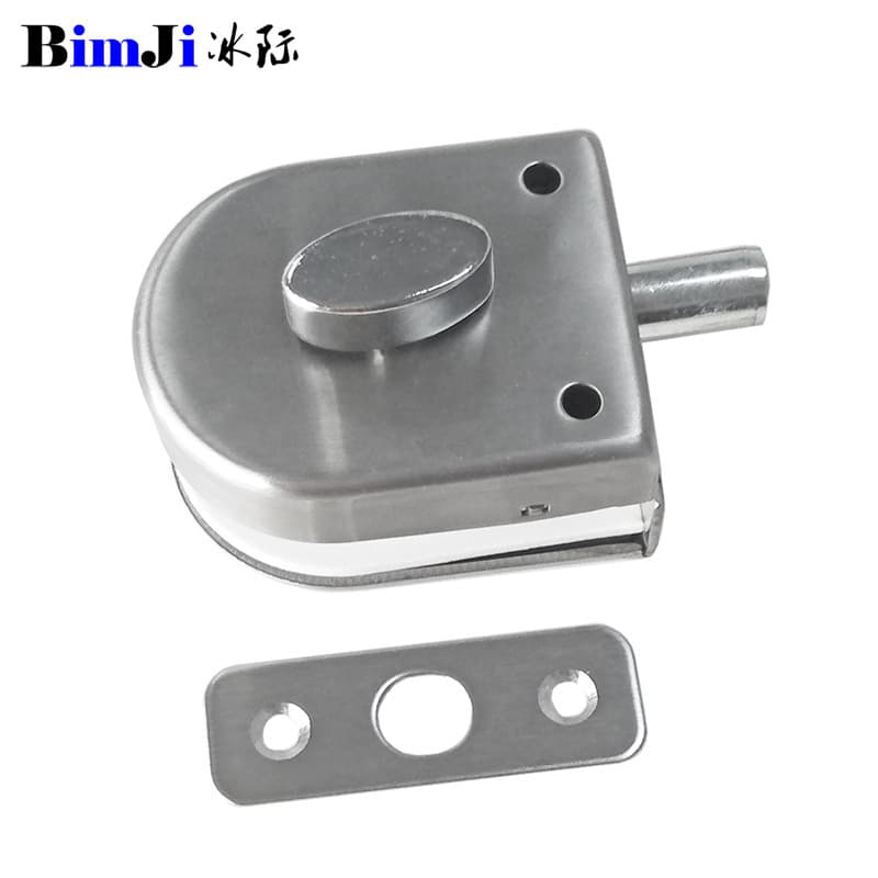 Glass door lock for double sliding doors, floor lock with stainless steel bolt for office use