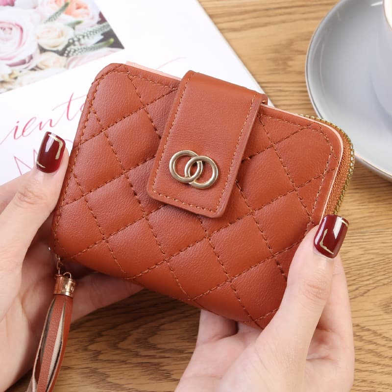 Factory Wholesale Women's Wallet RFID Blocking Accordion Card Holder Multi-Function Zipper Small Ins Women's Zipper Style Versatile