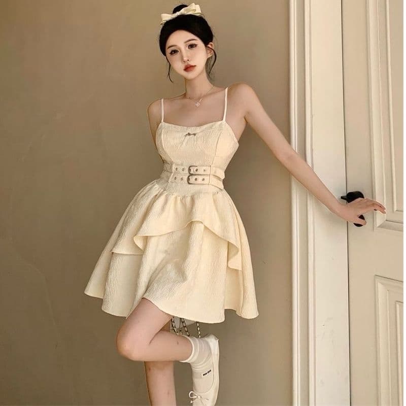 Summer ballet style niche design tutu skirt princess hottie suspender dress female summer wear little black skirt