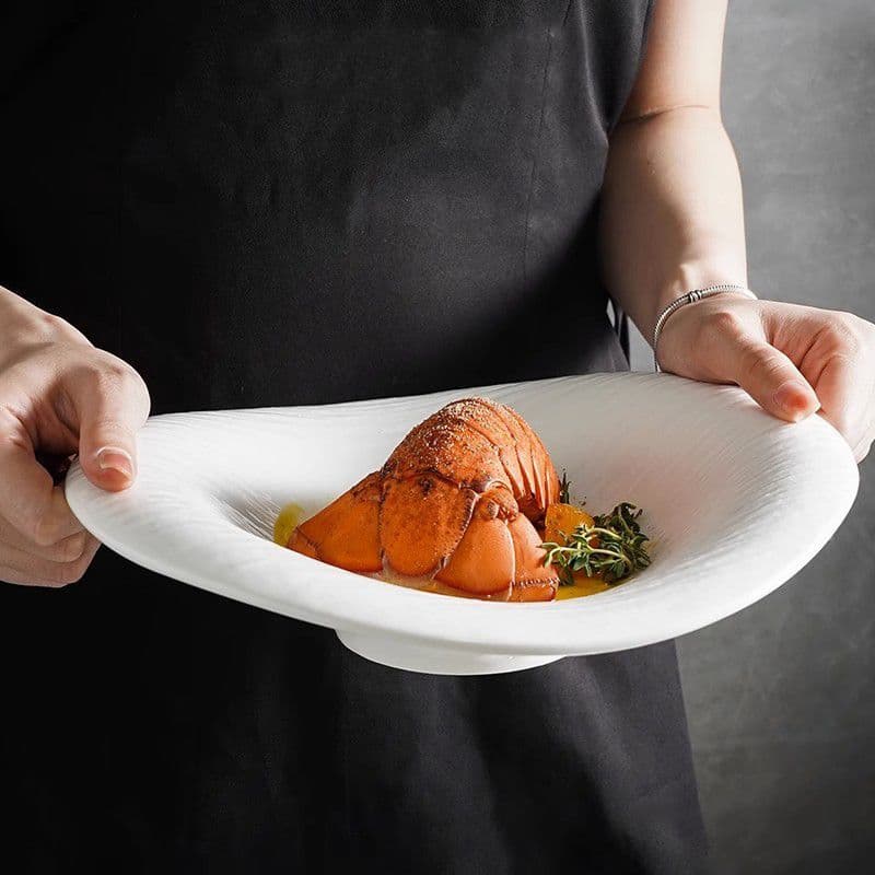 Quicksand cloud plate dessert bowl ceramic high-end Western tableware ins salad bowl special-shaped French soup bowl stretch bowl