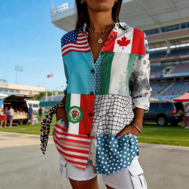 New women's long shirt women's summer European and American trendy long-sleeved shirt printed pattern printed 3D shirt