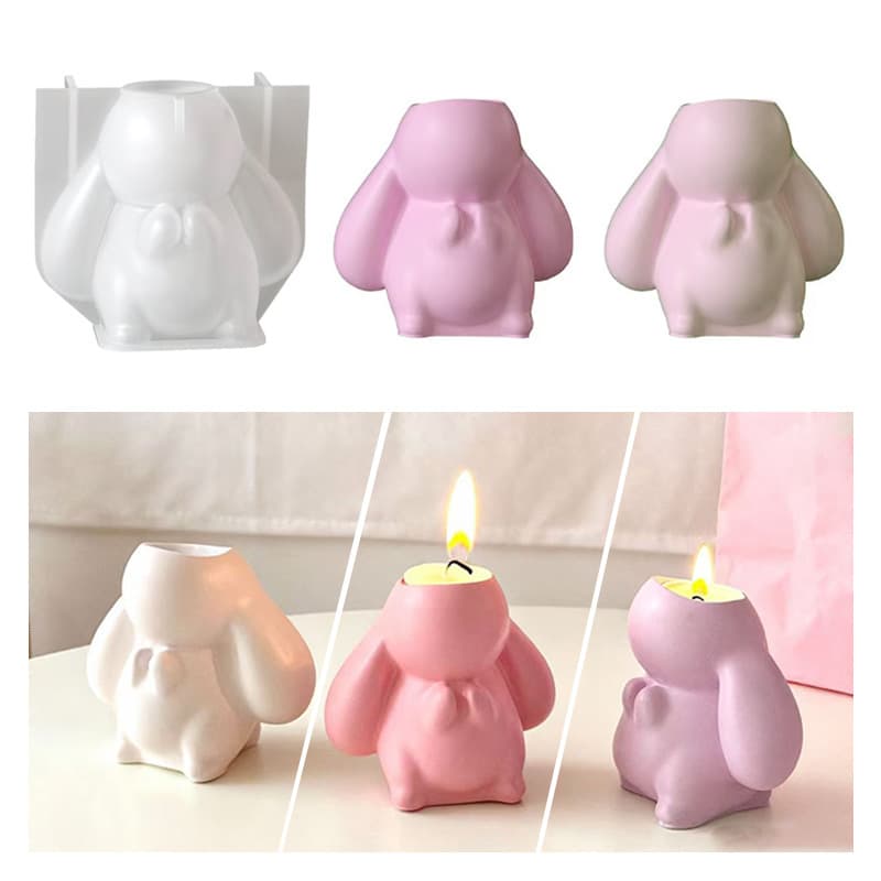 Easter prayer big-eared rabbit candlestick silicone mold diy aromatherapy plaster candle base glue mold