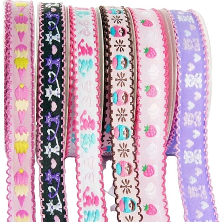 Manufacturer specializing in custom ethnic jacquard ribbons, bag lettering straps, decorative bands, clothing woven tapes